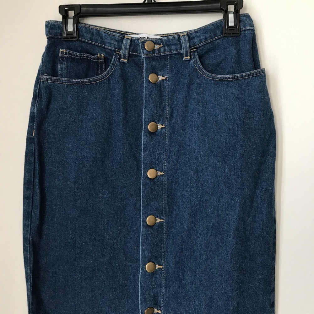 American Apparel Denim Button Down Midi Skirt - Picture 2 of 3